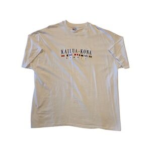 Vtg Kailua Kona Hawaii T Shirt Mens XXL White Hanes Beefy T USA Single Stitch
